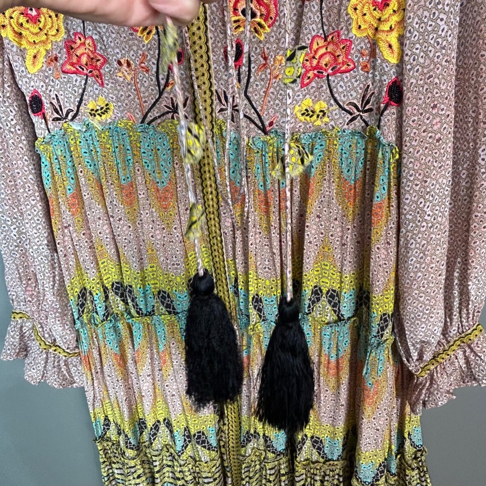 Bhanuni by Jyoti Anthropologie Giorgia Maxi Dress Size 8 boho embroidered - Picture 15 of 15